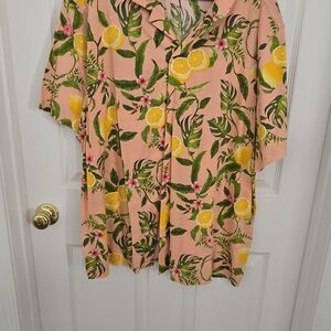 Old Navy Pink and Green Casual Button Down Shirt